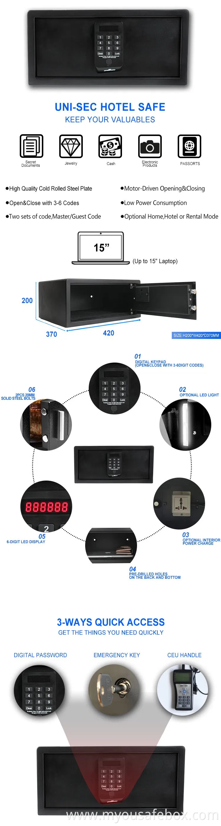 Commercial/Hotel Safe Box with CE Certificate (USS-2042DFS-B)